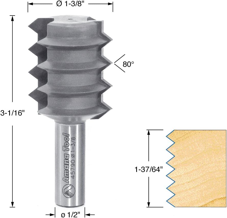 Amana Tool - 45790 Carbide Tipped V Joint 80 Deg x 1-3/8 Dia x 1-37/64 x 1/2" Shank