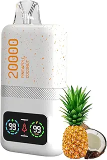 【20000回吸引可能】使い捨て電子タバコvape【金属調メタリック塗装工艺】ベイプ デュアルモード調整可能 バッテリー&リキッド残量表示 600mah Type-C充電可能本体 LEDディスプレイ搭載 爆煙スターターキット 持ち運び 水蒸気タバコ 禁煙 ニコチン タール無し (パイナップルココナッツ)