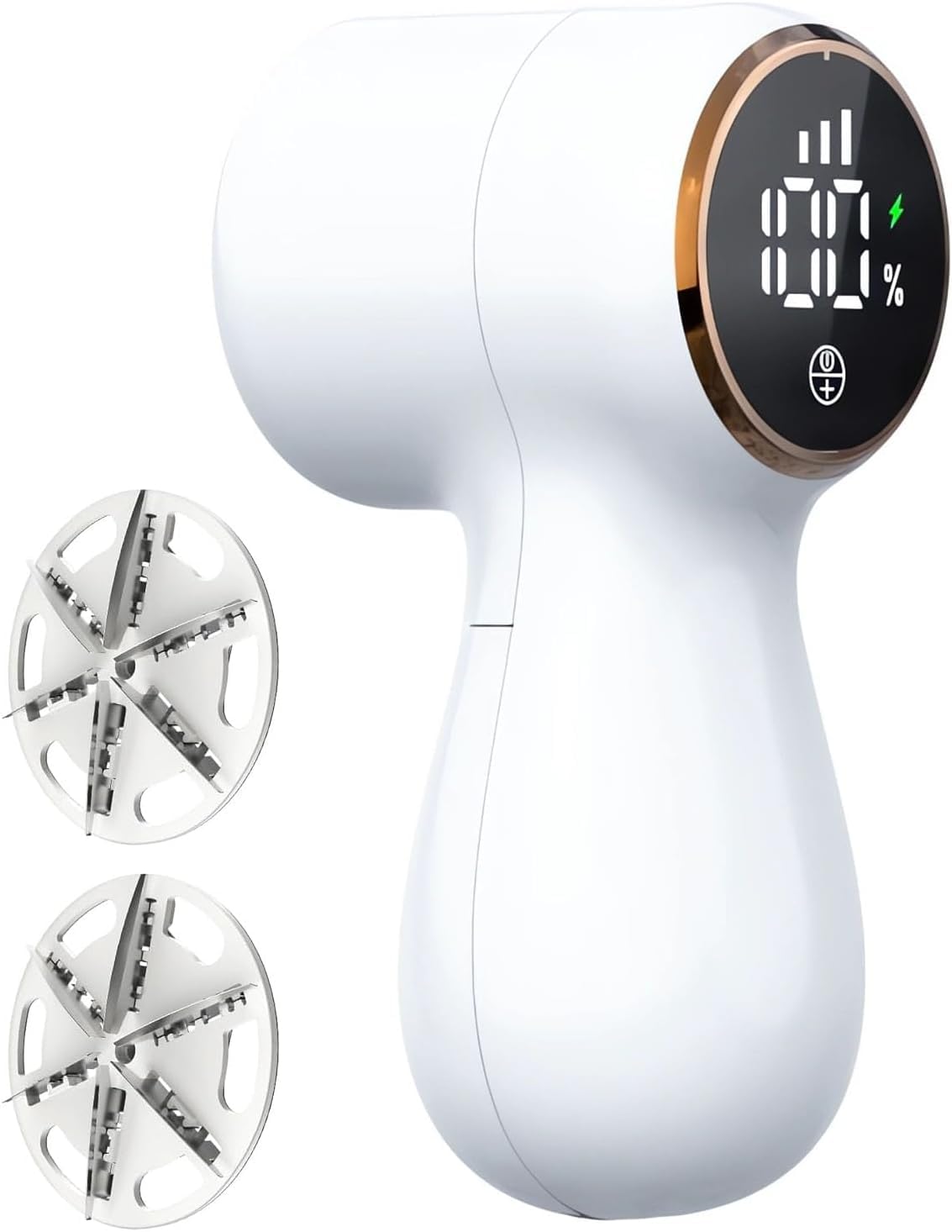 Rechargeable Fabric Shaver,Lint Remover, 3-Speed Sweater Shaver with LED Display, 2 Replaceable Stainless Steel 6-Blade Heads for Clothes, Sweaters,