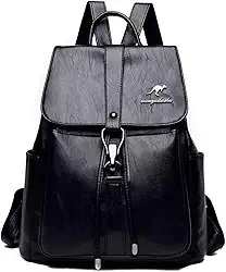 Mochila Feminina de Couro PU Antifurto Moda Simples Mochila Pequena Elegante Vintage E Versátil Casual Bolsa Viagem Multiuso