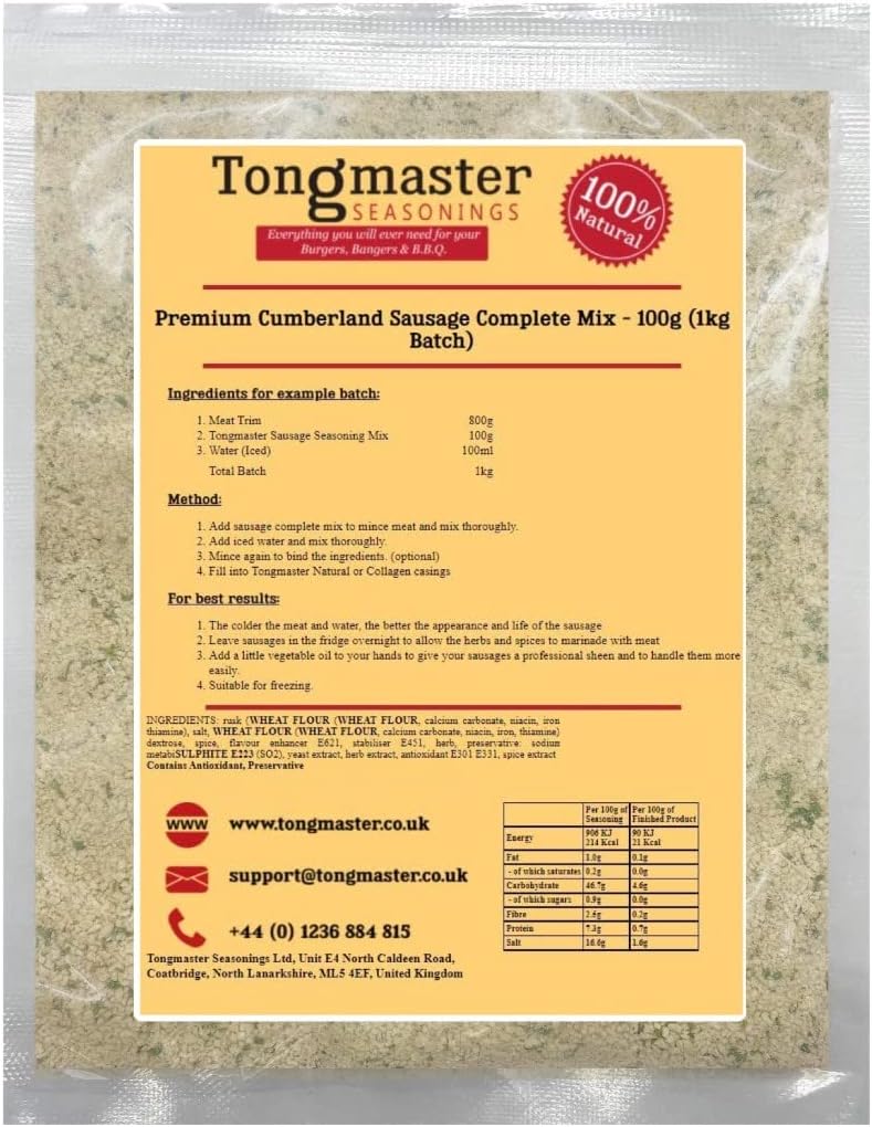 Premium Cumberland Sausage Complete Mix - 100g (1kg Batch)