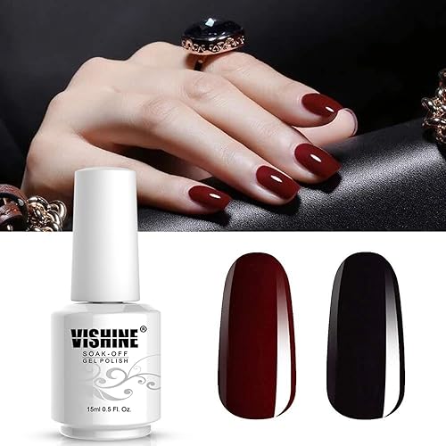 Miniatura 10 de Vishine Juego de esmaltes de uñas de gel de 2 colores, color blanco y negro, colección de barniz UV LED, 2 botellas de 0.5 fl oz