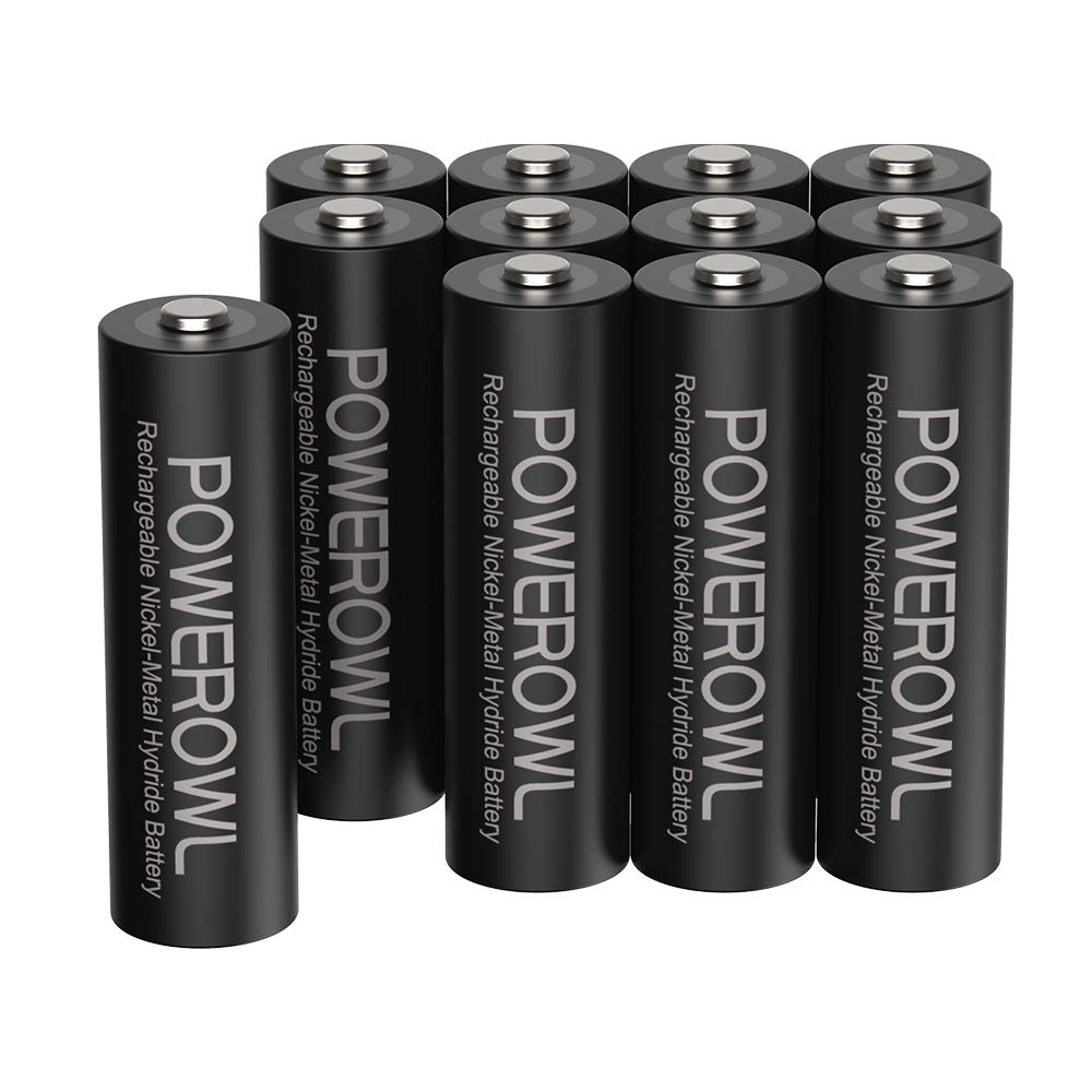 POWEROWL 単3形充電式電池、2800mAh 大容量電池 1.2V ニッケル水素12個パック(約1200回循環使用可能)