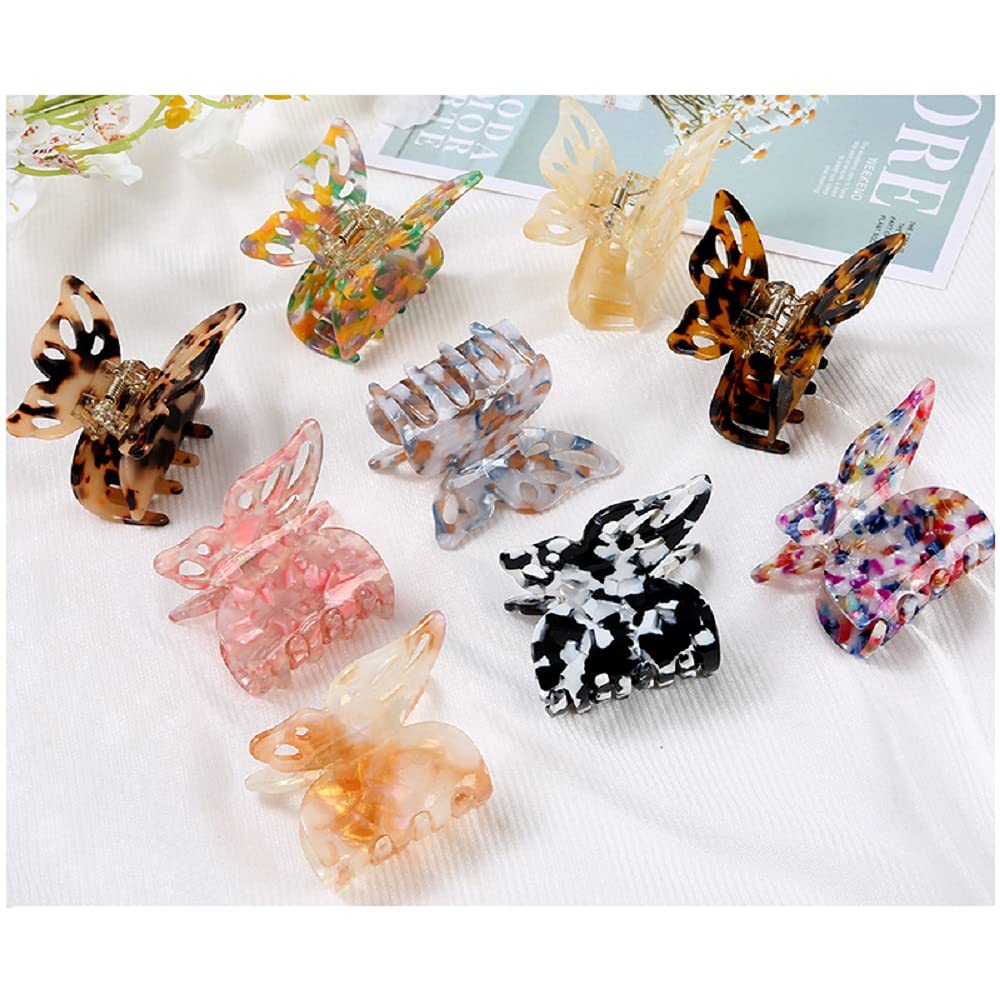 2pcs Acrylic Butterfly Claw Hair Clips Leopard Hair Clips Multicolor Tortoise Claw French Hair Clips for Ladies Women Girls Hair Accessories (P)