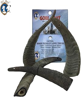 4 Pack of Gobi Goat Horns Small Long Lasting 100% Natural Gobi Desert Goat Horn Dog Chews with Marrow