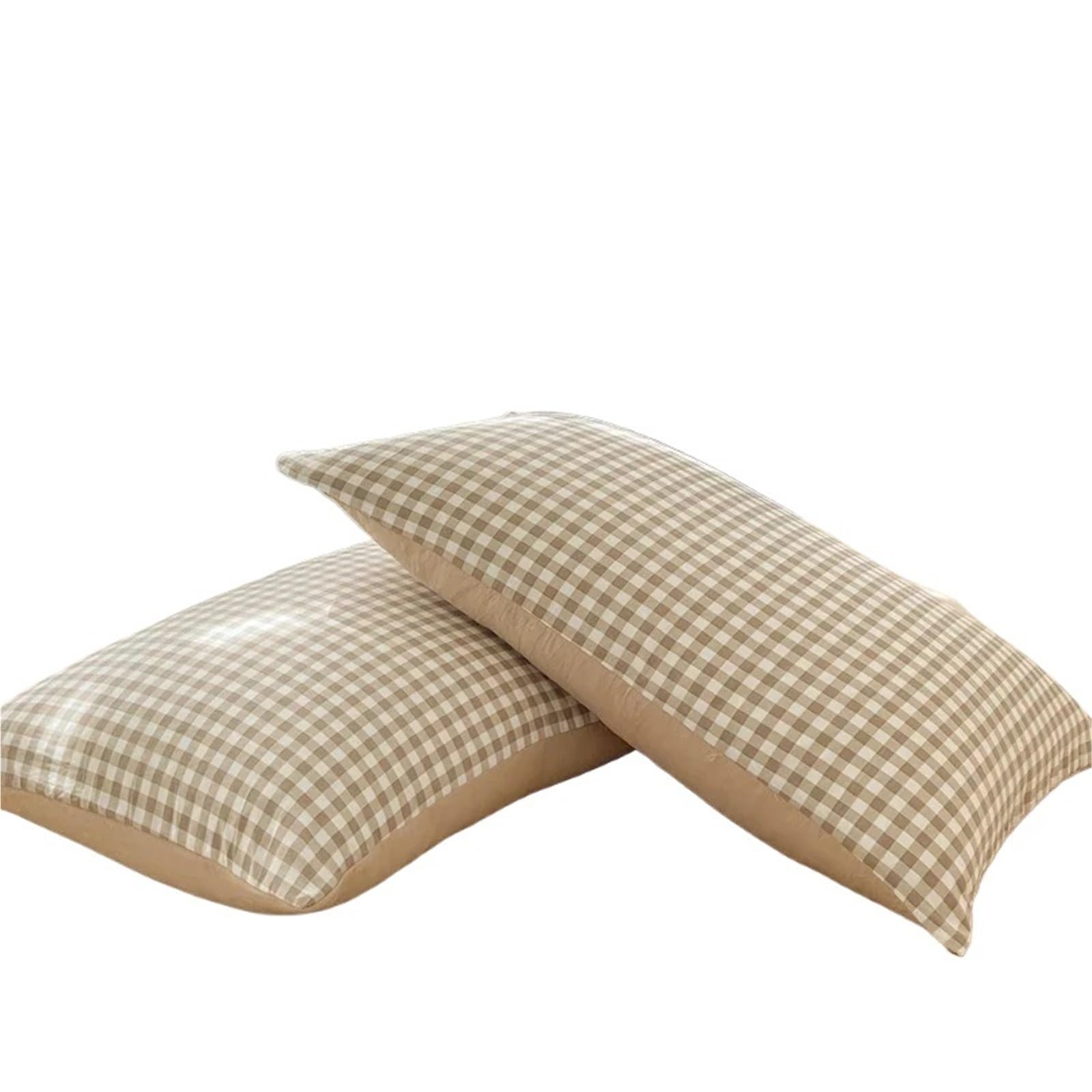 Pillowcase 2pcs Soft Pillowcases Rectangle Pillow Cover Plaid Style Pillowslip 48x74cm Cushion Covers Home Bed Case(Pudding Coffee)