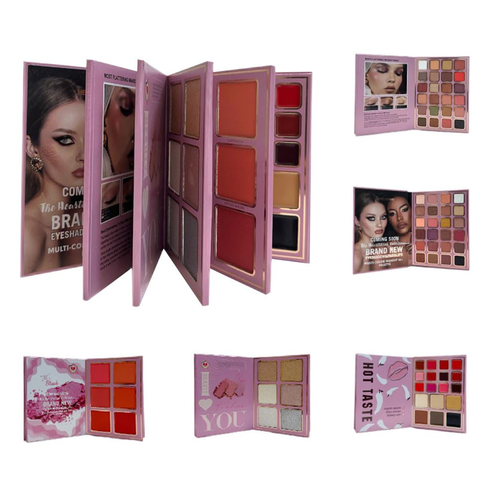 All In One Book Makeup Palettes,5-Layer 78 Color Fashion Book Style Make Up Palette-48 Eyeshadow,12 Lip Gloss, 6 Blusher & Concealer & Highlighters,Long-Lasting Portable Travel Makeup Kit