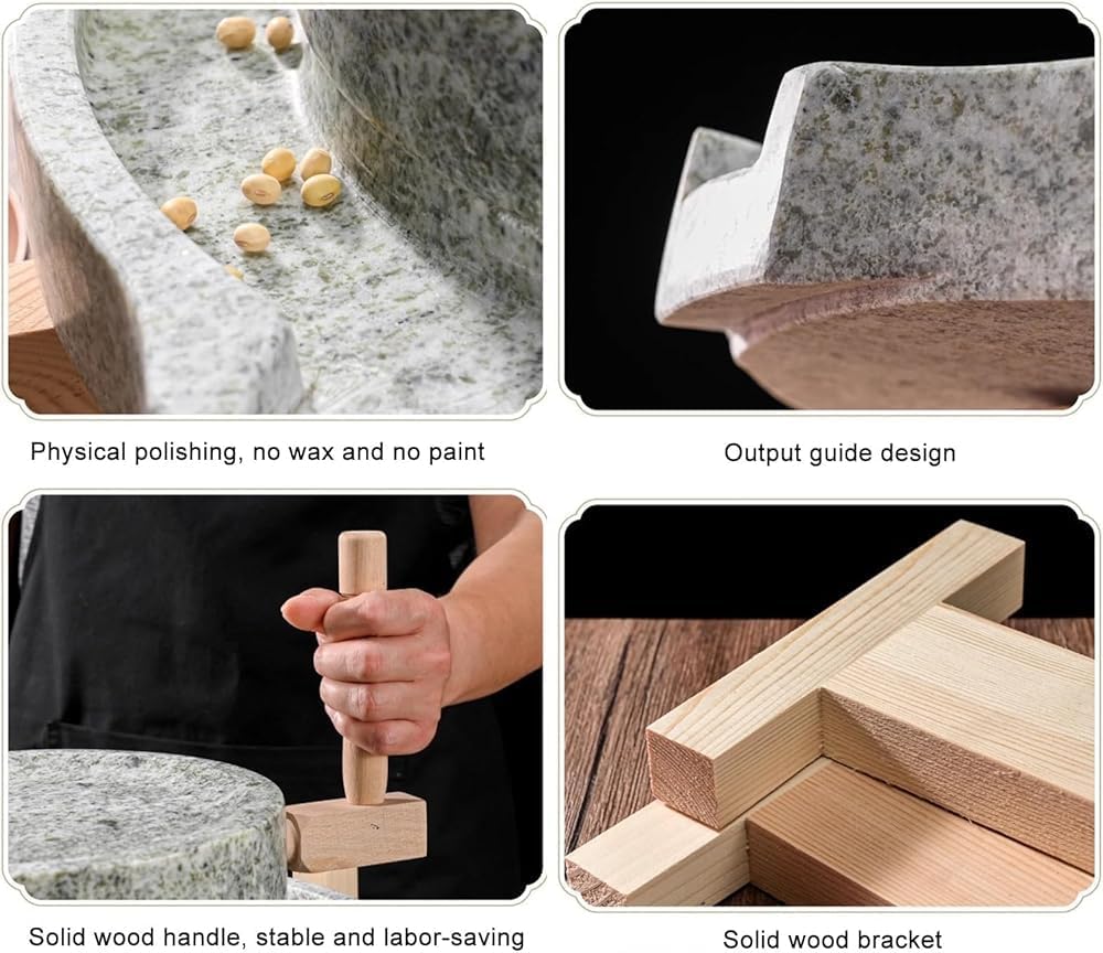 Molinillo de Piedra Manual para Granos de Cocina doméstica - Molino de Piedra Azul para Cereales húmedos y Secos, para Alimentos, Trigo, Bayas, arroz, Frijoles, Semillas, Especias