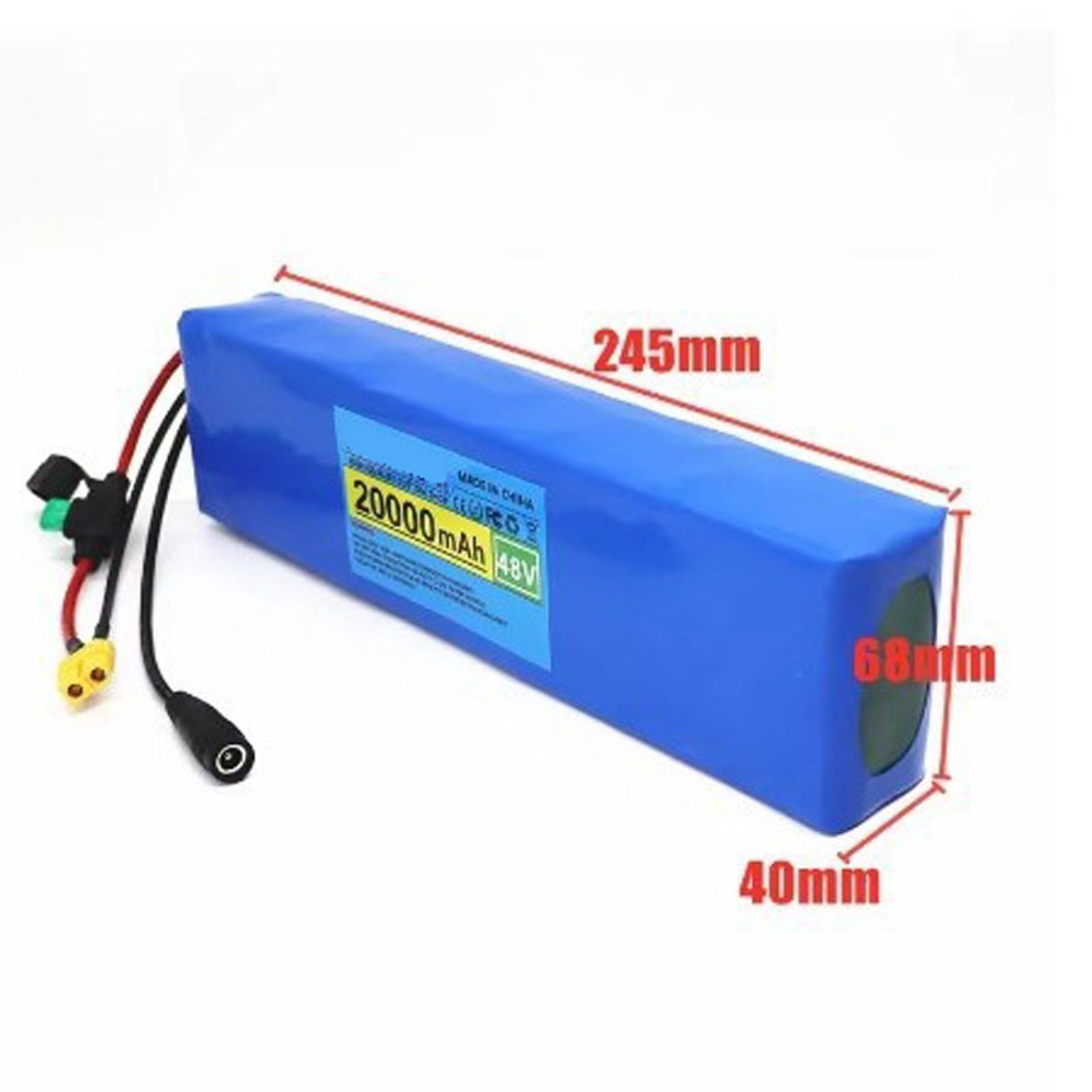 Batería Bicicleta Eléctrica 48V 20Ah Ebike Batería PVC Impermeable 13S2P Batería De Alta Potencia con Cargador Y BMS para 50W-350W Motores Eléctrica Scooter 48V 20Ah,XT60+SM