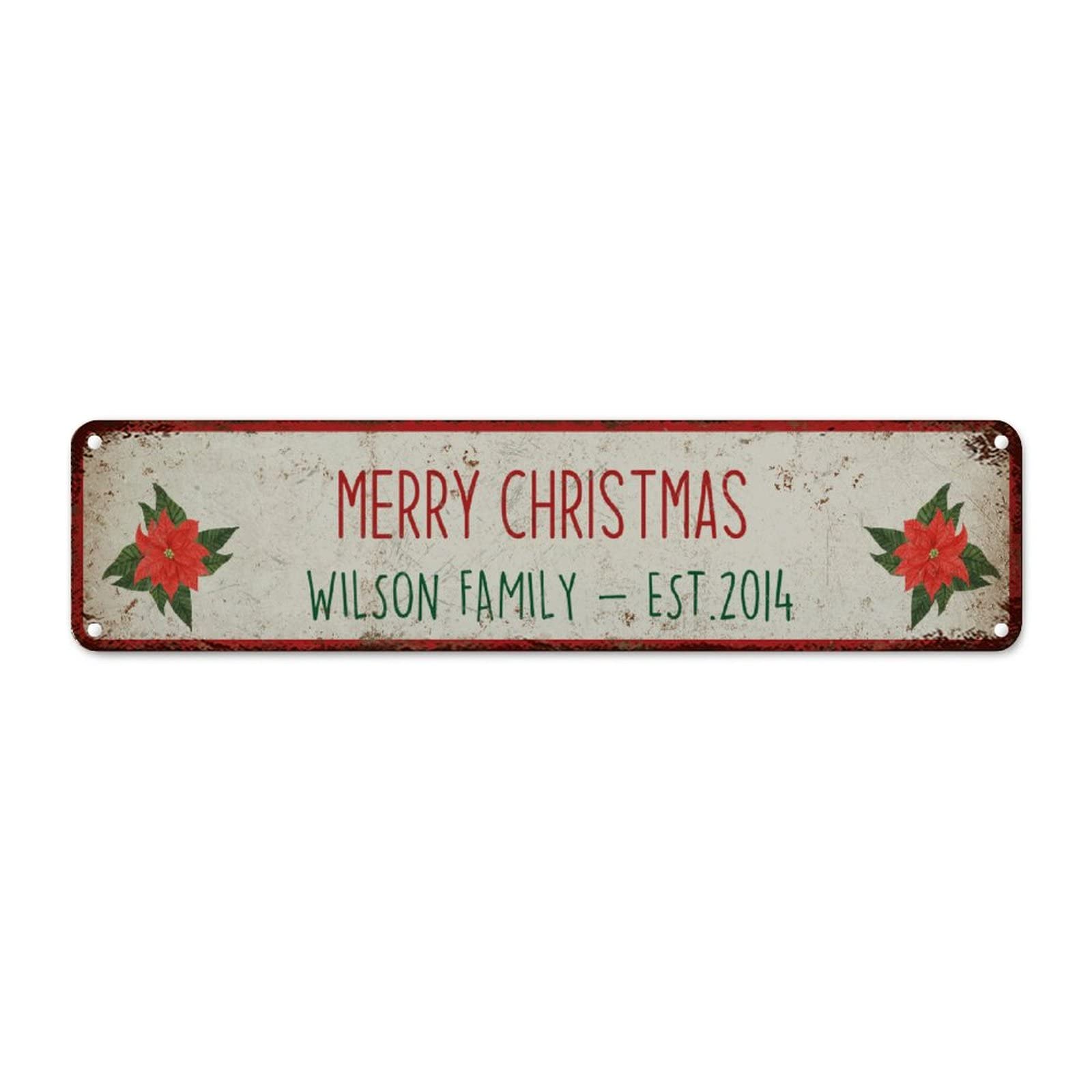 Grand panneau Merry Christmas floral 61 x 15,2 cm