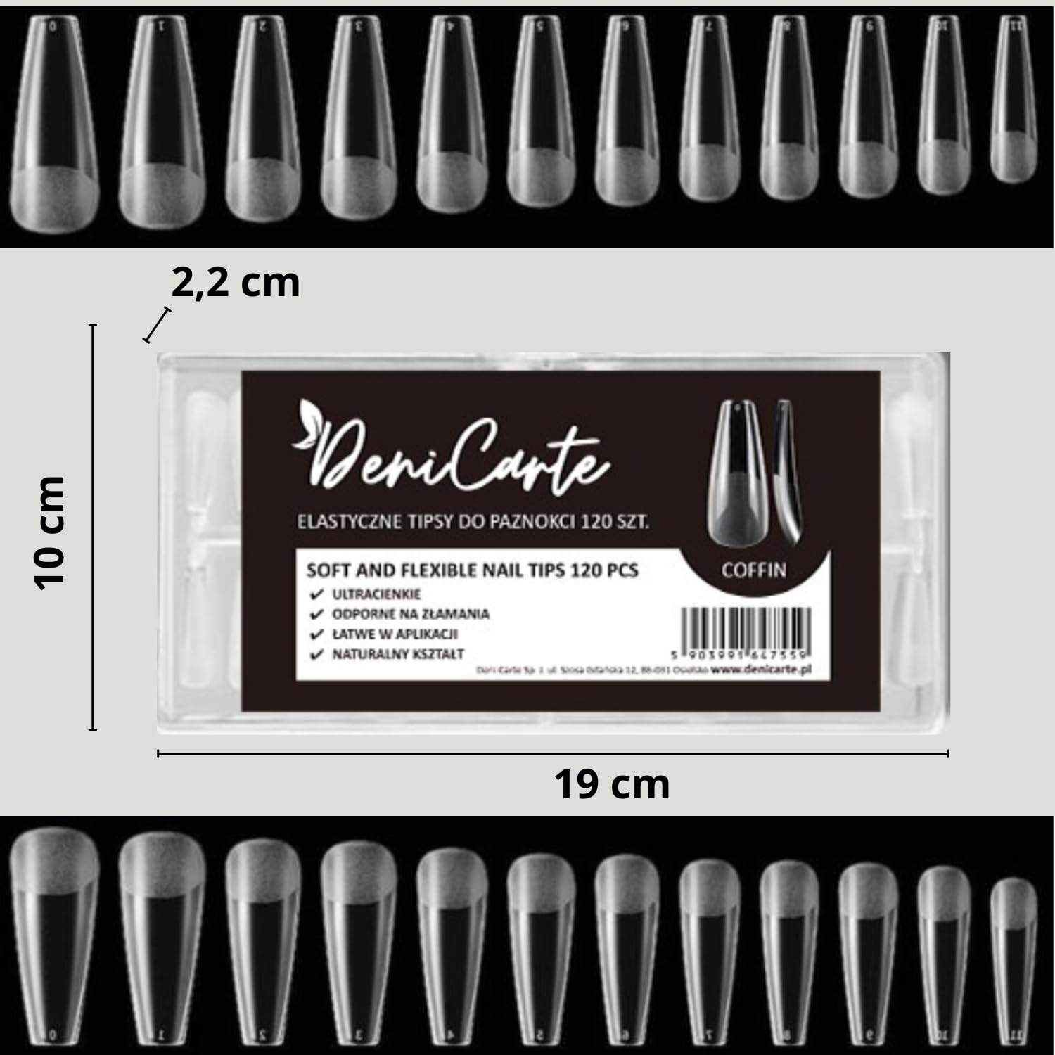 120 sztuk Tipsy Flexible Elastyczne Ultra Cienkie Flex Coffin Balerina Clear Bezbarwne Nail Tips do przedłużania paznokci
