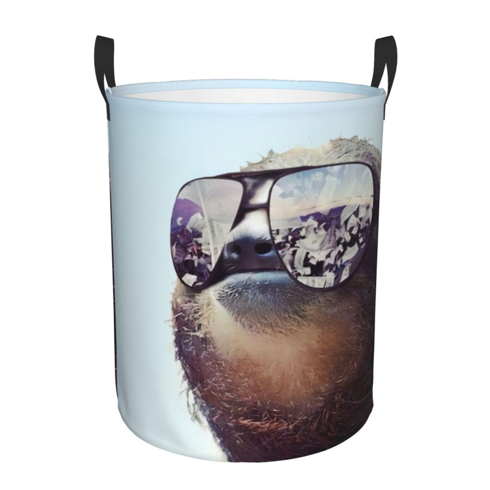 S Circular Hamper Sloth with sunglasses Print for Dirty Clothes