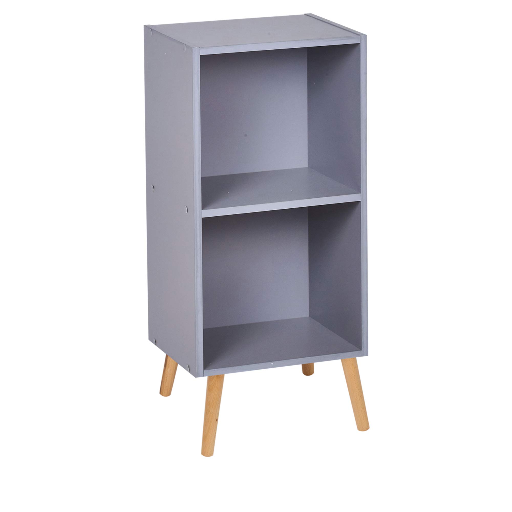 Urbnliving Grey Bookcase Wooden Storage Cube Bookcase Scandinavian Style Legs Unit (, Beech Legs)