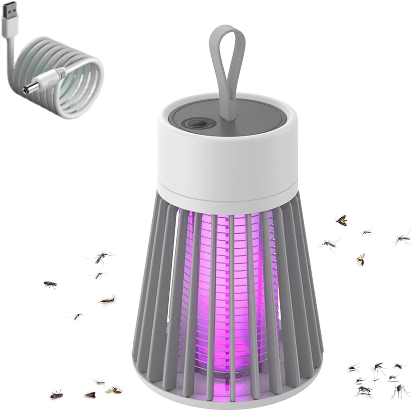 STAYOUNGElectric Mosquito Killer Lamp with USB Charging - Bug Zapper Fly Killing Lamp, Insect Killer, LED Light Sensor Fly Trap for Home, Garden, Camping (Grey)