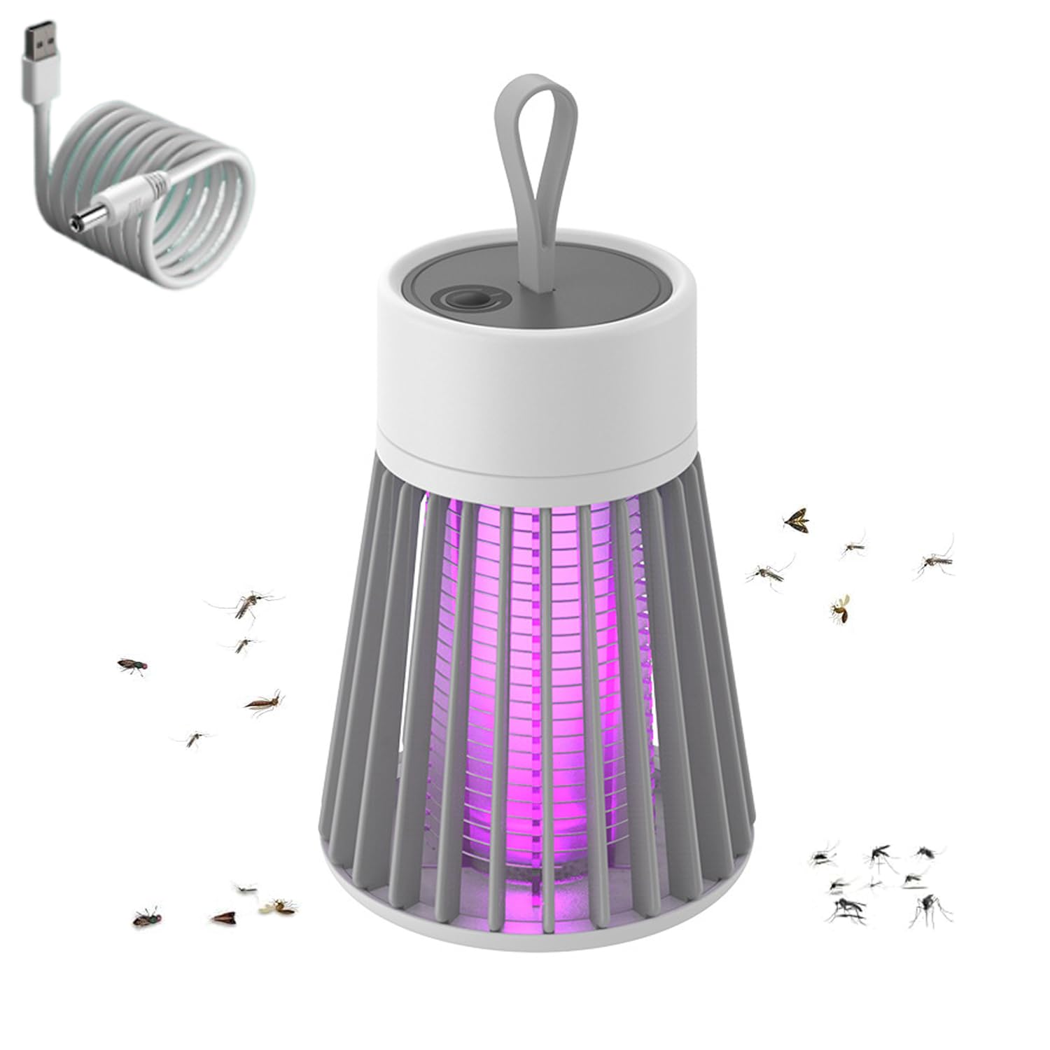 STAYOUNGElectric Mosquito Killer Lamp with USB Charging - Bug Zapper Fly Killing Lamp, Insect Killer, LED Light Sensor Fly Trap for Home, Garden, Camping (Grey)