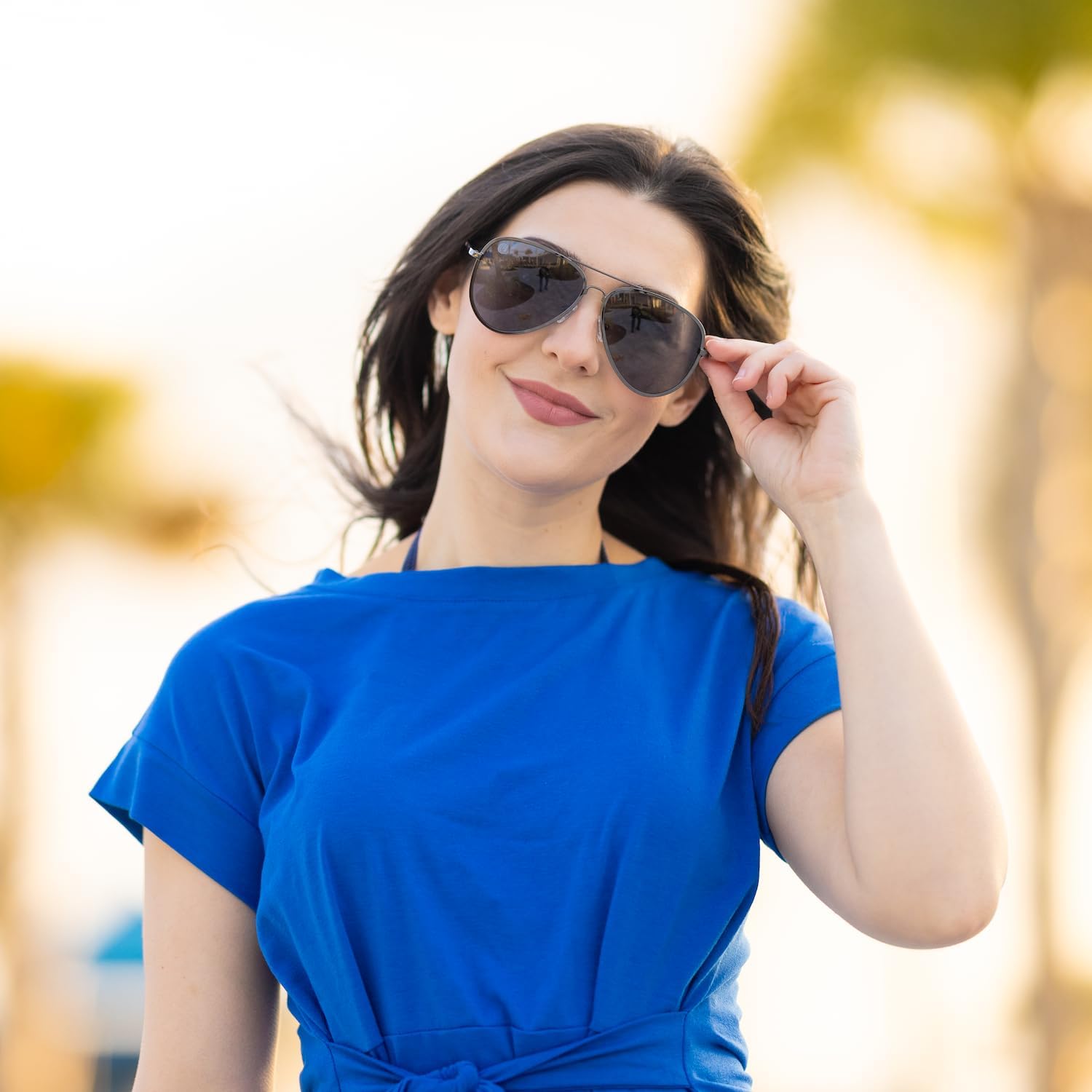 Woosh Mirrored Classic Polarized Lightweight UV400 Aviator Sunglasses for Men & Women - Golf, Hiking & Great Lifestyle Look Grey Lens - Black Frame (Shadow) image 6 of 9 B0CV5V9DP8