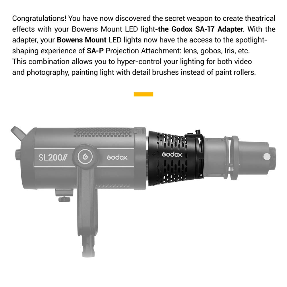 Amazon.com : Godox SA-17 Bowens Mount Adapter for Godox SA-P 
