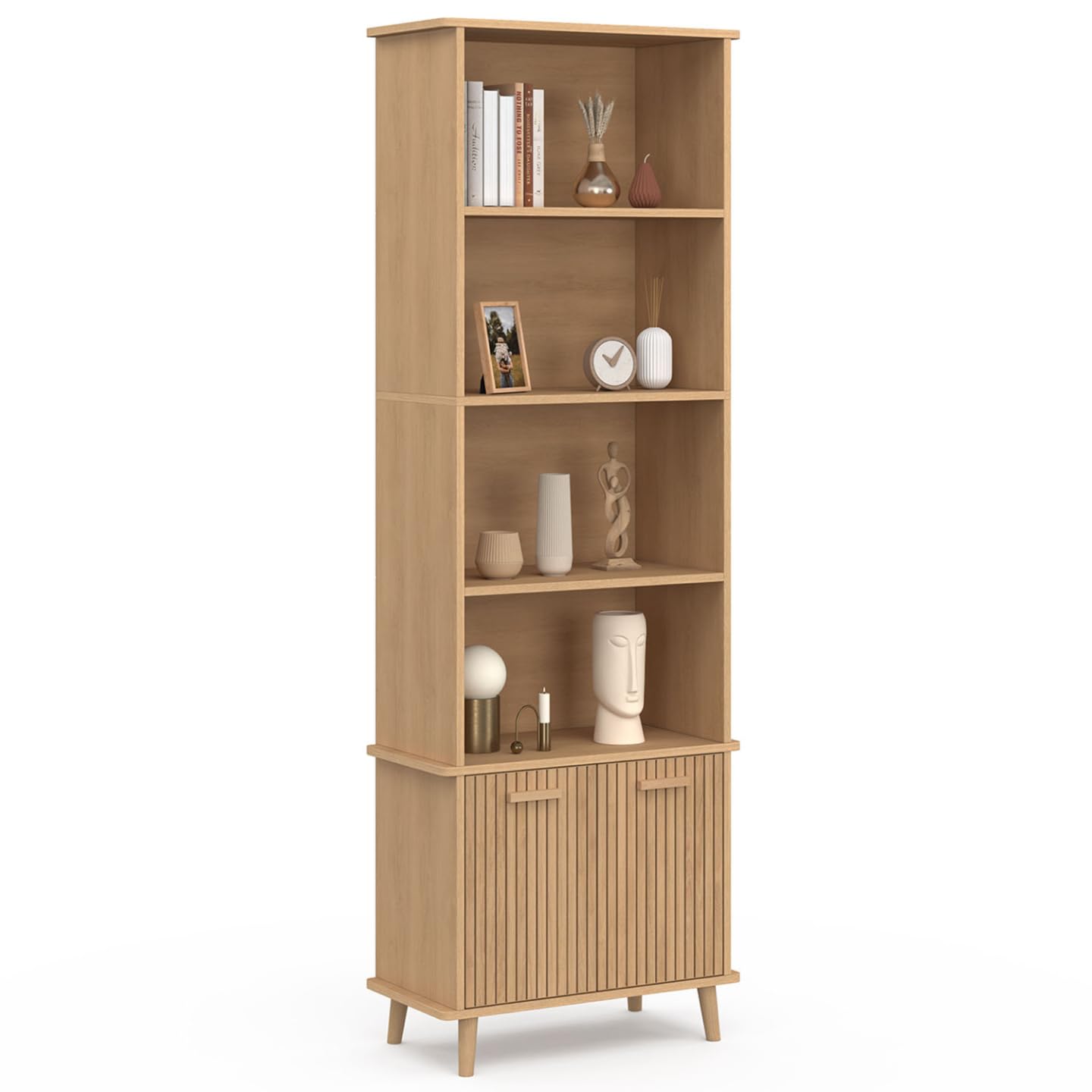 IDMarket - Kattenbak Juliette met dubbele deuren en houten latten