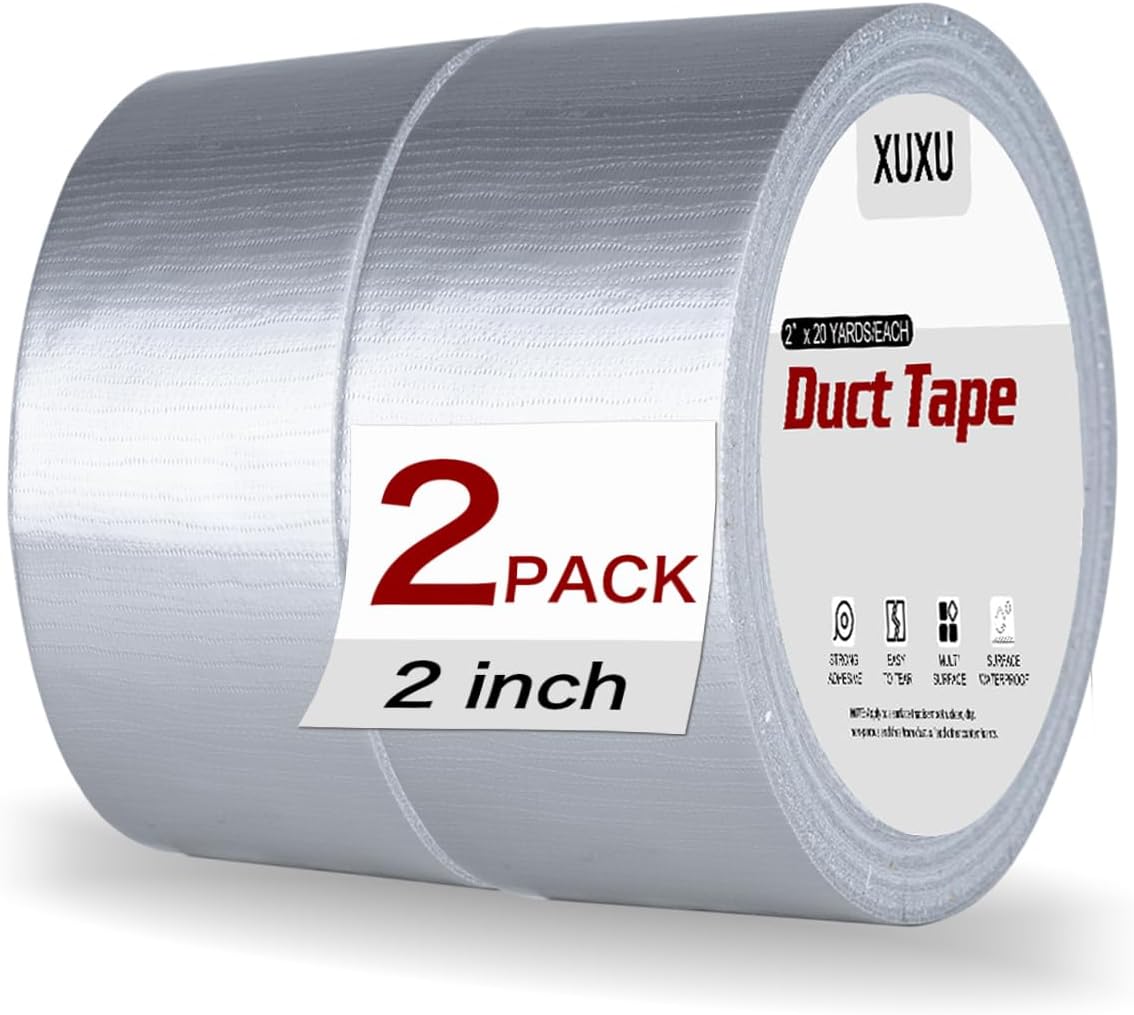 - XUXU 2 Pack Silver Duct Tape Heavy Duty Waterproof, Strong Adhesive for Indoor Outdoor Repairs, 40 Yards x 2 Inch Total