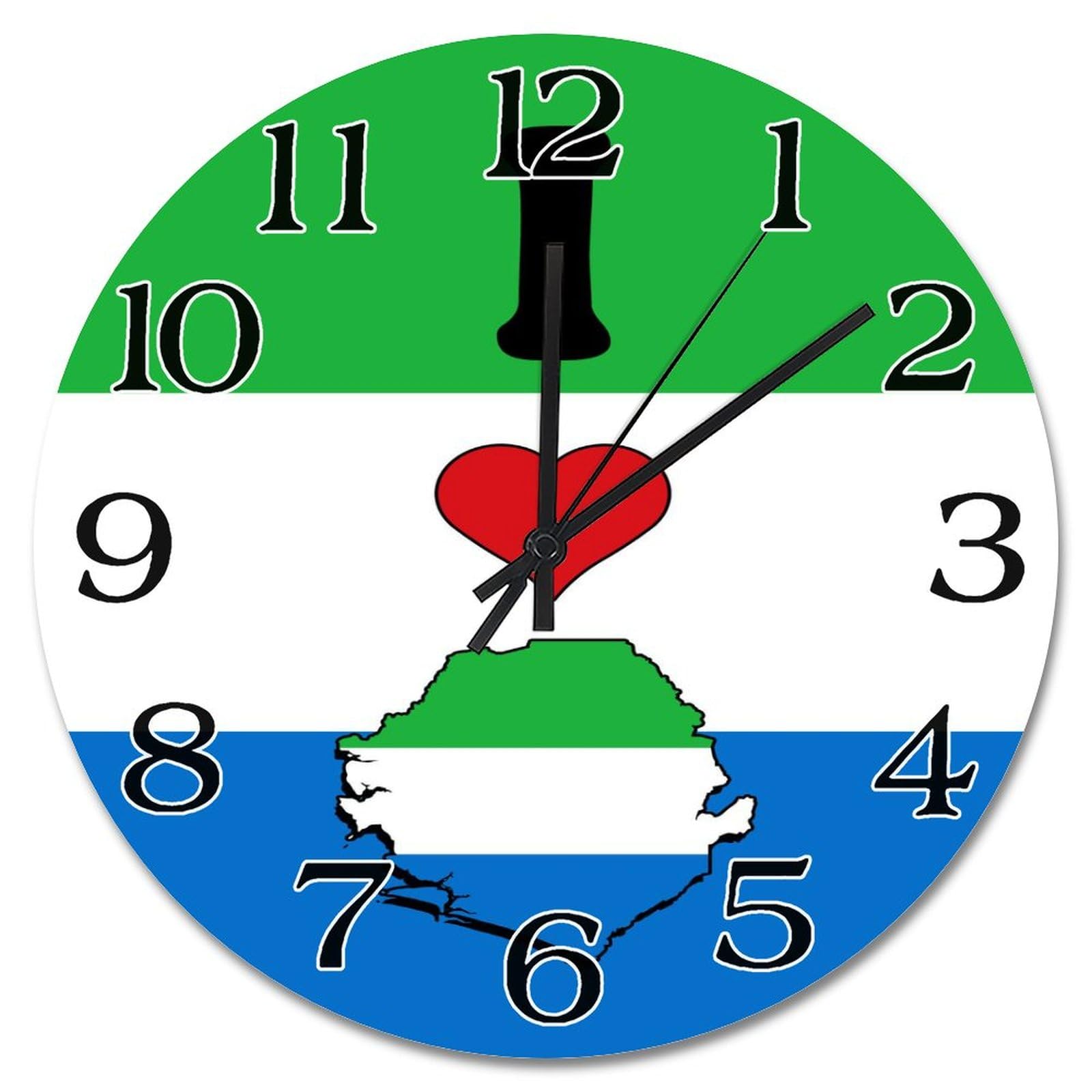 Horloge bois drapeau Sierra Leone cadeau voyage souvenir 38cm