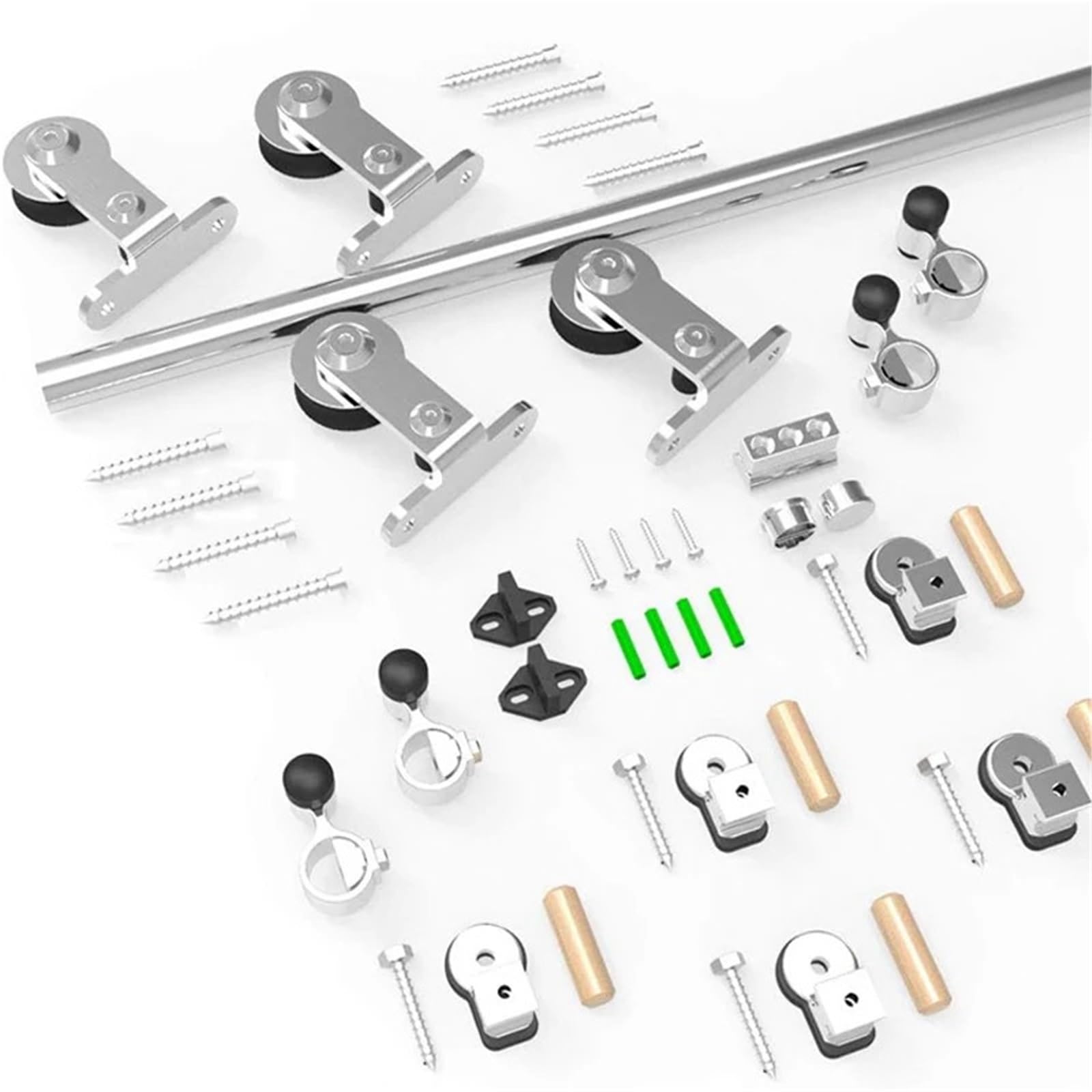 Barn Door Sliding Kit, Sliding Barn Door Hardware Kit 5-8FT for Double Wood Stainless Steel Track-T Style (NO with Door)(6.6FT(201CM))