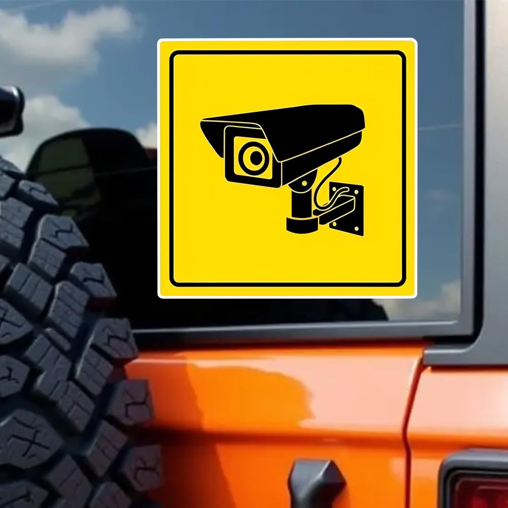 2 pegatinas de vinilo autoadhesivas de 11 x 11 cm para cámaras de seguridad en coches, camiones, motocicletas, ordenadores portátiles, ventanas, vidrio y paredes, para uso en interiores y exteriores