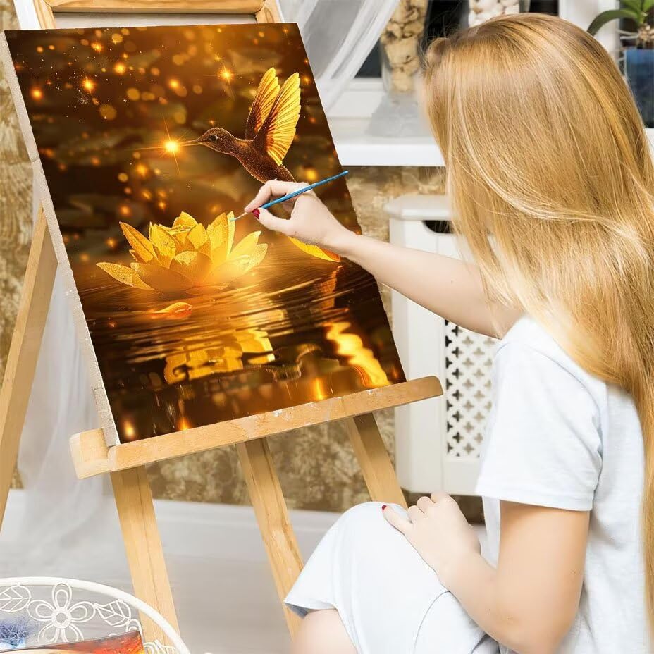 Pintar por numeros adultos colibri manualidades cuadros con numeros lienzo 100x130cm DIY 7