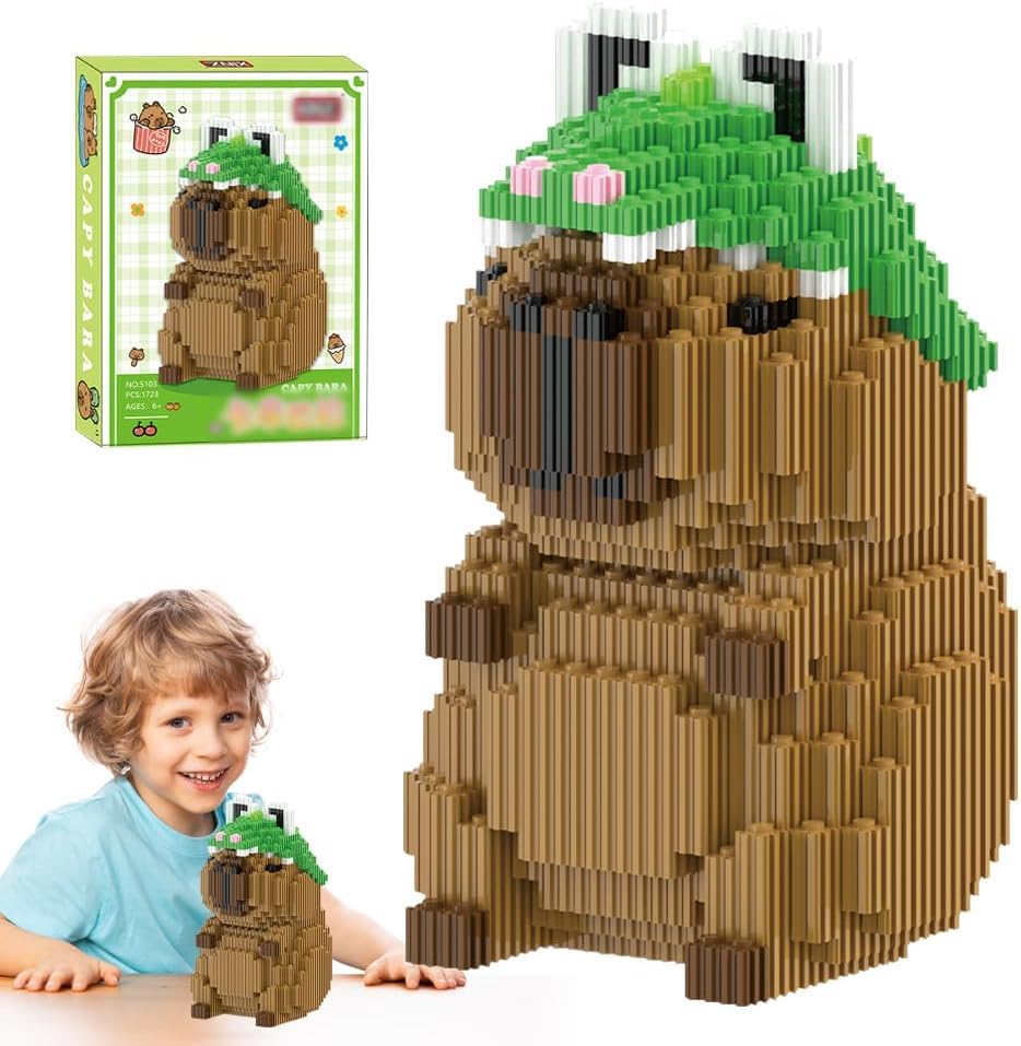 Capybara Cartoon Mini Building Blocks Animal Set, 1723 PCS DIY Micro 3D Building Toy Bricks