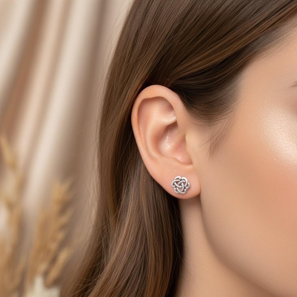 ICYROSE 925 Sterling Silver Infinity Celtic Knot Stud Earrings (Nickel Free) - Image 2