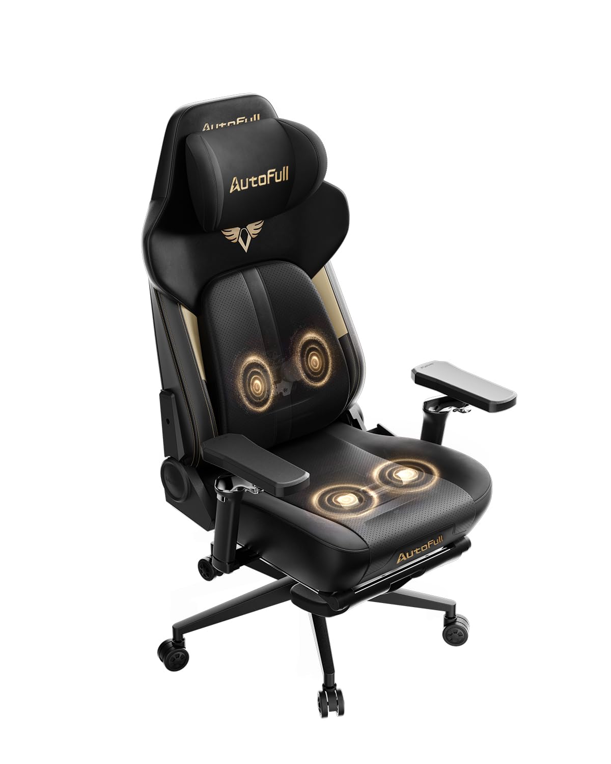 AutoFull M6 Ultra 2.0 Gaming Stuhl mit dynamischer Lordosenstütze, Kühlung und Heizung, Dual-Zonen-Massage, 160° Rückenlehne, Fußstütze, bis 150 kg