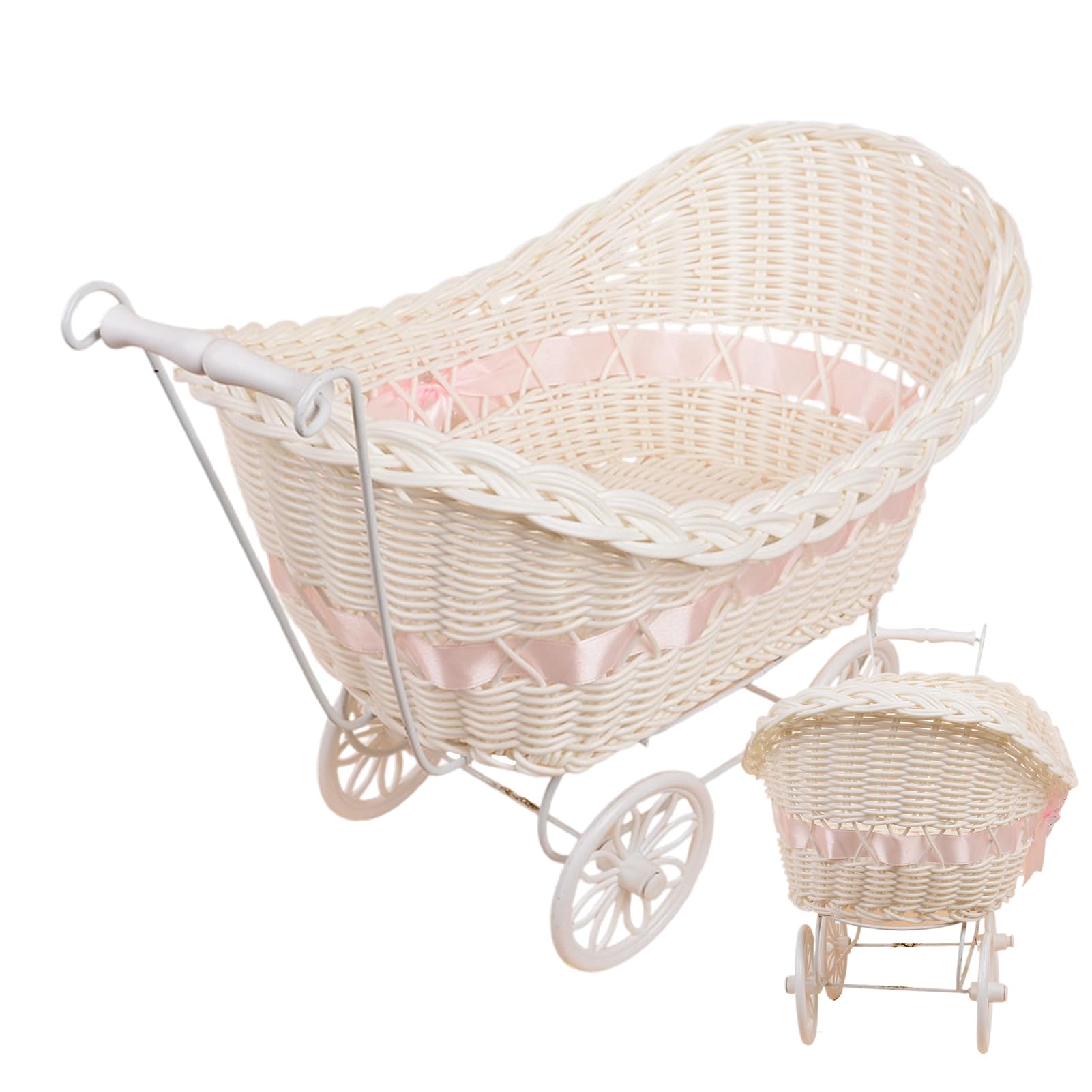 Decorazione per passeggino in tessuto per baby shower – Passeggino in finto rattan rustico, organizzazione casa e decorazione per la camera dei bambini, interni esterni, portico celebrazioni per