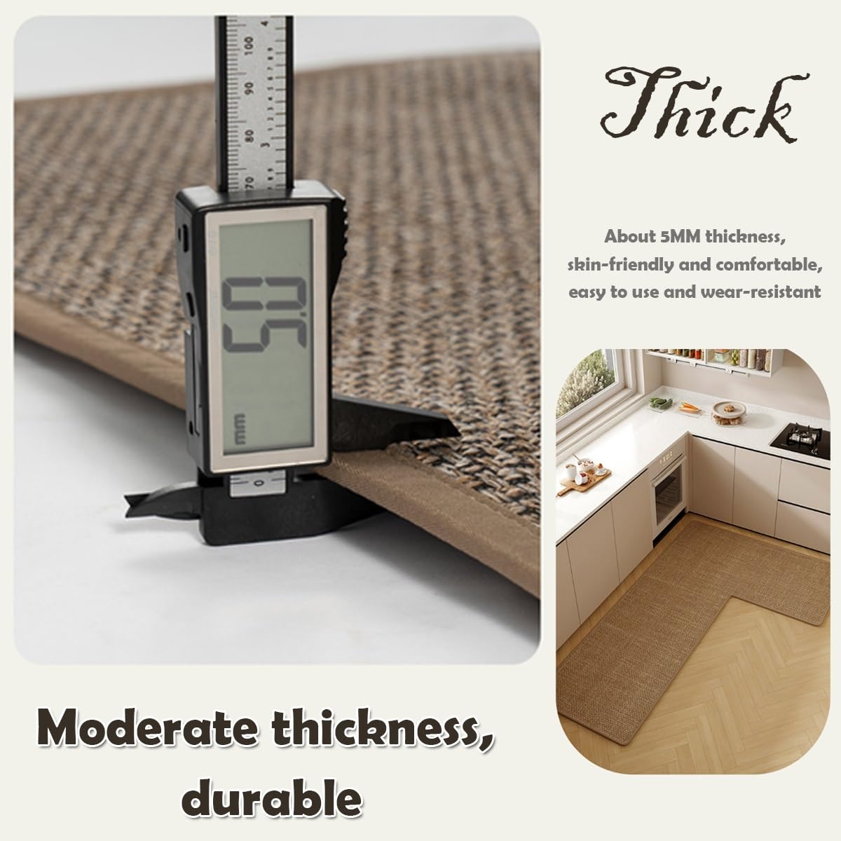 Tappeto da cucina antiscivolo, a forma di L, tappetino da cucina in gomma assorbente, impermeabile e lavabile, design ad angolo