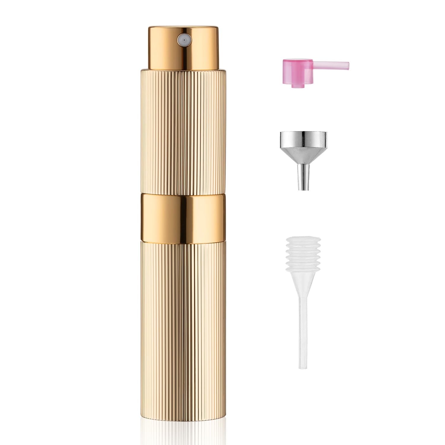 LISAPACK 8ml Perfume Atomizer Spray Bottle, 1pcs Travel Cologne Sprayer Refillable, Empty Mini Portable Perfume Dispenser (Gold)