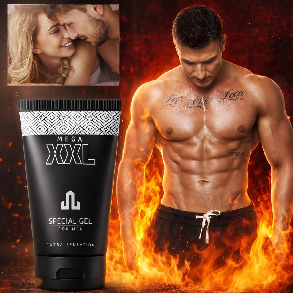 MEGA XXL Gel pour le pénis – 50 ml de crème pour l'agrandissement du pénis – Allonger et épaissir le pénis – Pour plus de longueur, de circonférence et de fermeté – Soin intime efficace pour les