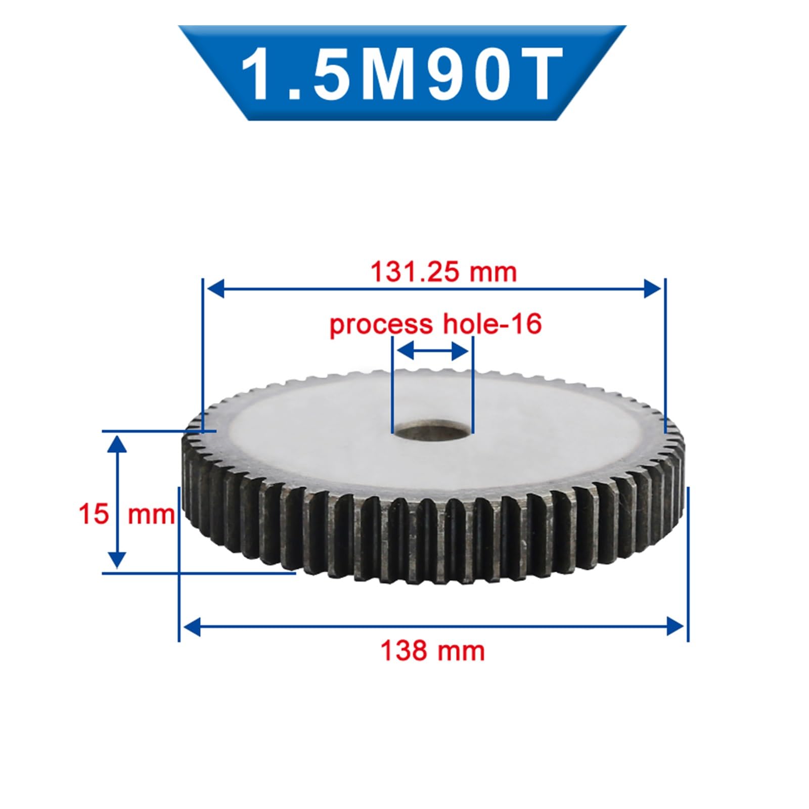 1 sztuk 1,5 m koła zębatego 88/89/90/92 Zęby 16 mm OVER PROCESIN PRZEKŁADKA ZEWNĘTRZNE(90 Teeth)