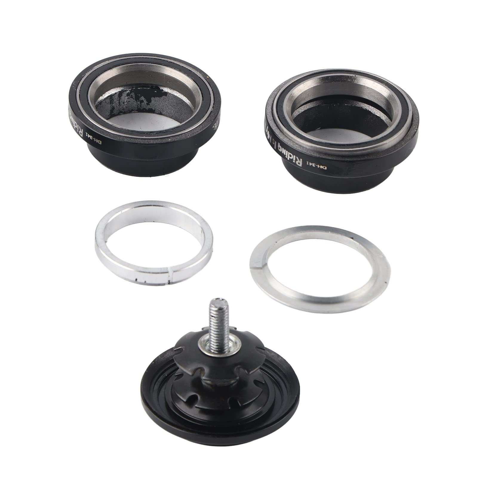 serie sterzo 1 1/8 + Casco da bicicletta pericoloso in lega di alluminio da 34 mm per sterzo da 28,6 mm con cuscinetti dello sterzo destro, cuscinetti della forcella dello sterzo destro da 28,6 mm