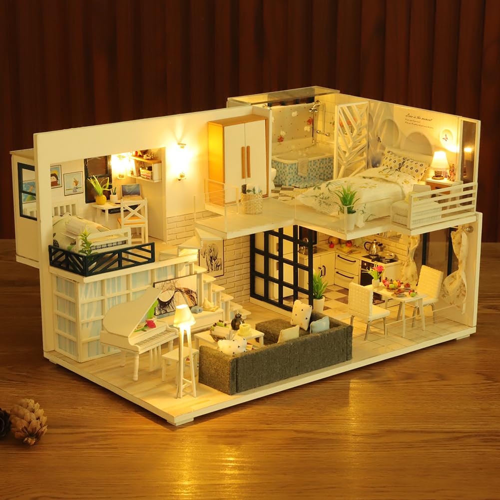 Kit casa in miniatura fai da te, kit creativo per casa delle bambole 3D | Mini per casa delle bambole con mobili per adolescenti e regali di compleanno e Natale, pratica dei p