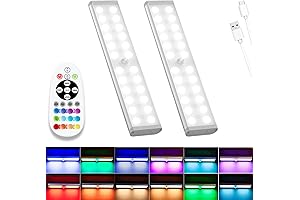 2-Pack Cordless Under Cabinet Lights with Motion Sensor and Remote Control