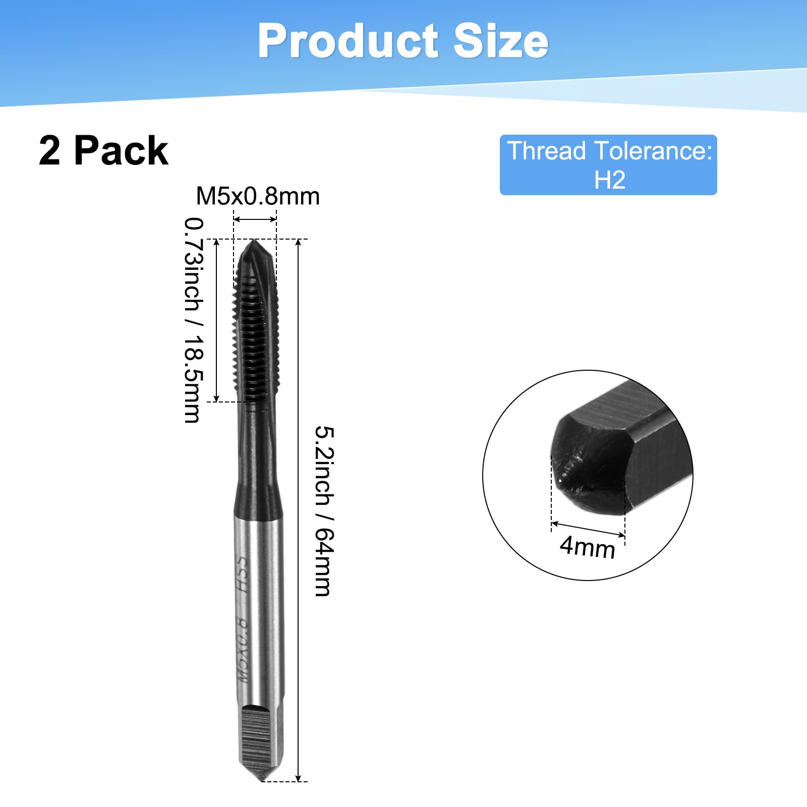M METERXITY 2-Pack M5x0.8mm Metric Thread Tap - Image 3