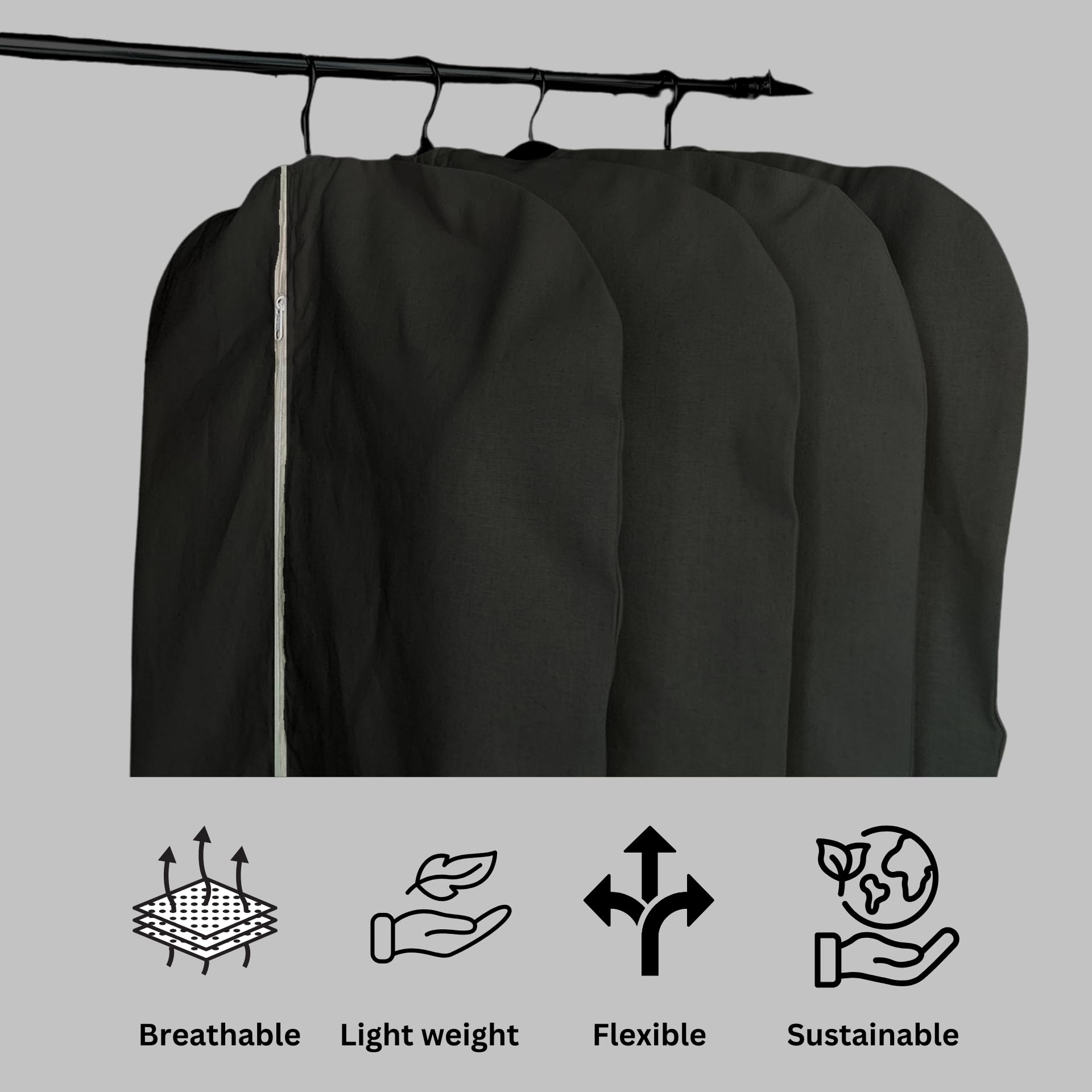 100% Cotton Canvas Garment Cover for Suits, Coats, Dresses; Travel Bag (Small (24