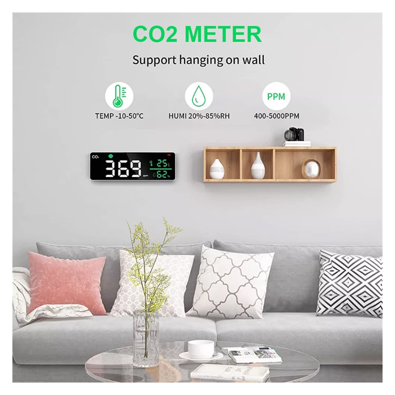Monitor gas, rilevatore perdite gas, Rilevatore di anidride del biossido di anidride carbonica Rilevatore di anidride carbonica WiFi Detector Graffiti CO2 per casa, camper, fognatura
