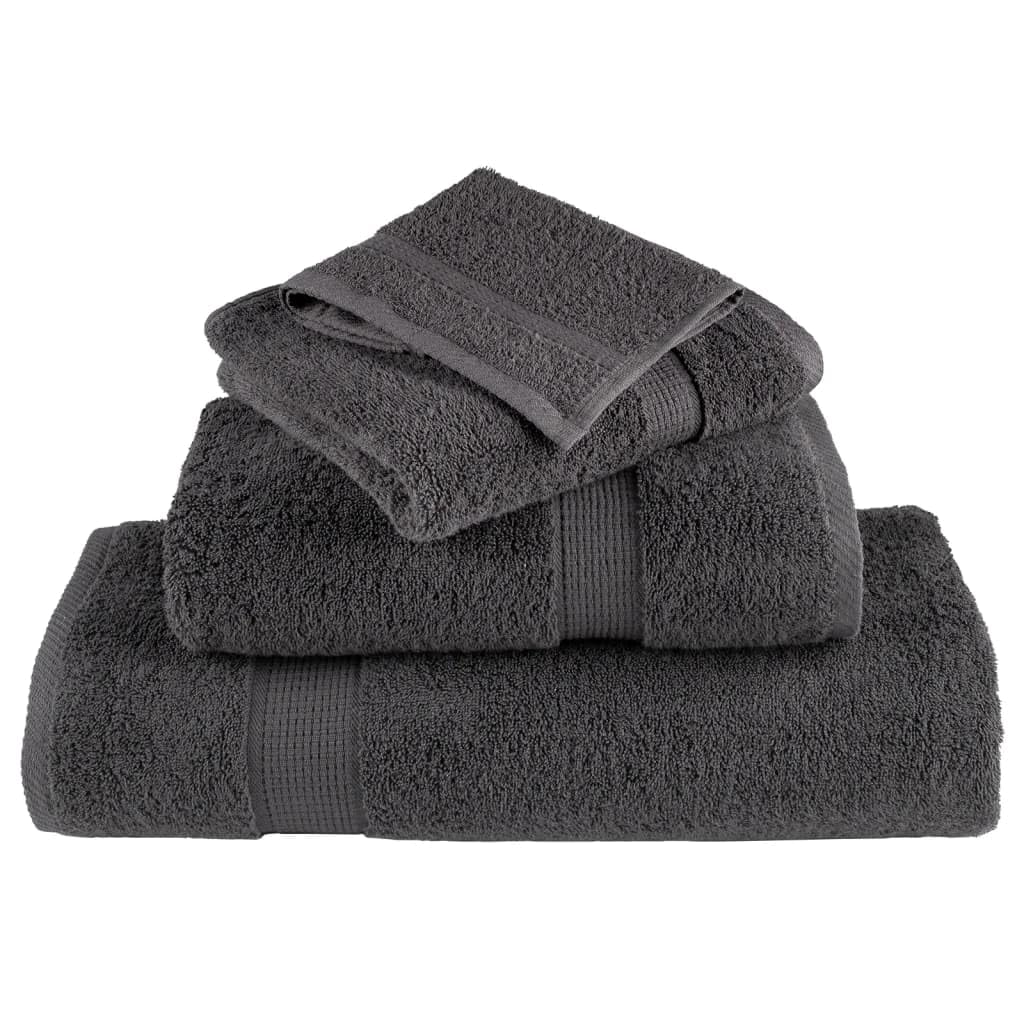 vidaXL 6-delige Handdoekenset 600 g/m² 100% katoen antracietkleurig, badhanddoek, katoenen handdoek, handdoek set, bad handdoek, handdoeken set