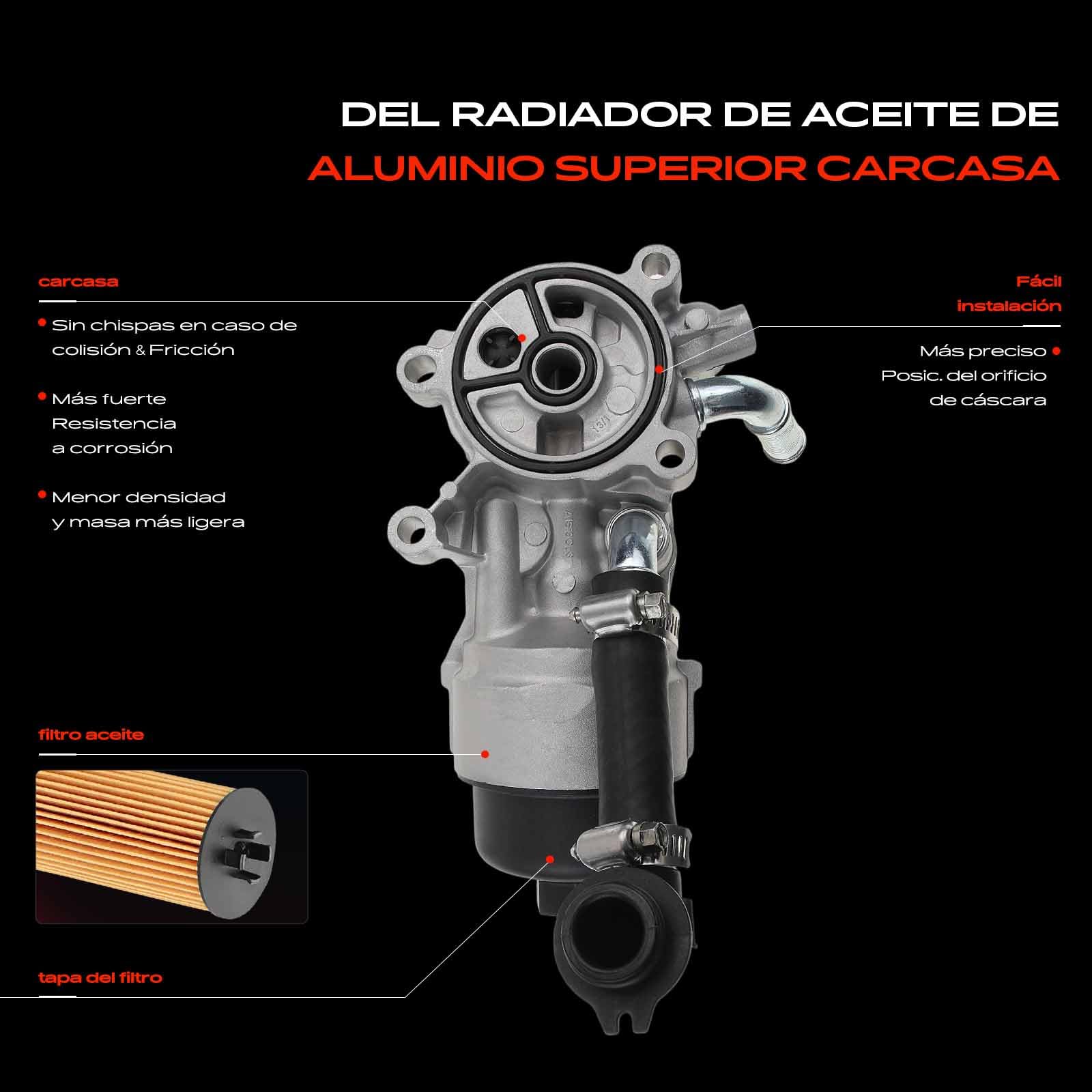 Frankberg Enfriador de aceite aceite de motor refrigerado por agua | Compatible con: VF7 nervioso, C4 II NC, Torneo Focus III, S40 II 544, S-Max WA6, DS5, V50 545, Caja Scudo 270 272