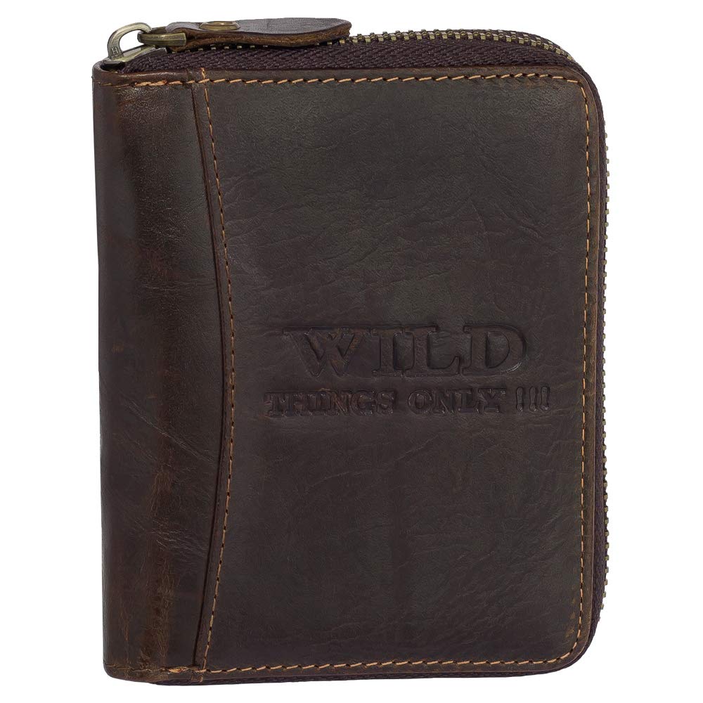 Ledershop24 Geschenkset - Ledene Geldbörse für Herren mit Reißverschluss | Braun | 5508 | Geschäftset | Exclusive Geschä