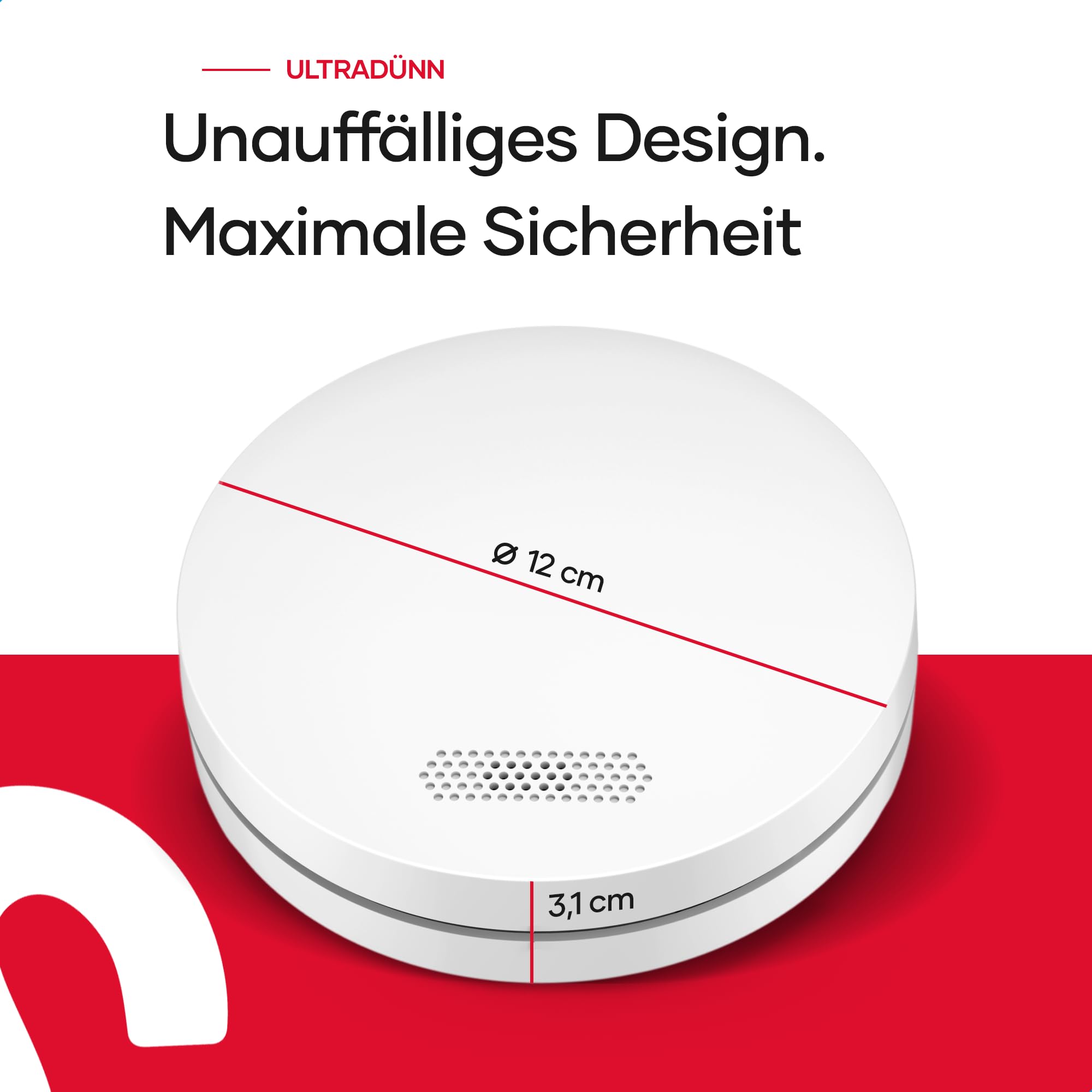 SAVS SM11R4 Funkvernetzter Rauchmelder 6er-Pack – 10 Jahre Batterie – Extra flaches Design – Kein LED-Licht – Montage ohne Bohren – Entspricht europäischer Norm – Vernetzbarer Feuermelder | 6er Set funkvernetzter Rauchwarnmelder mit integrierter 10-Jahres