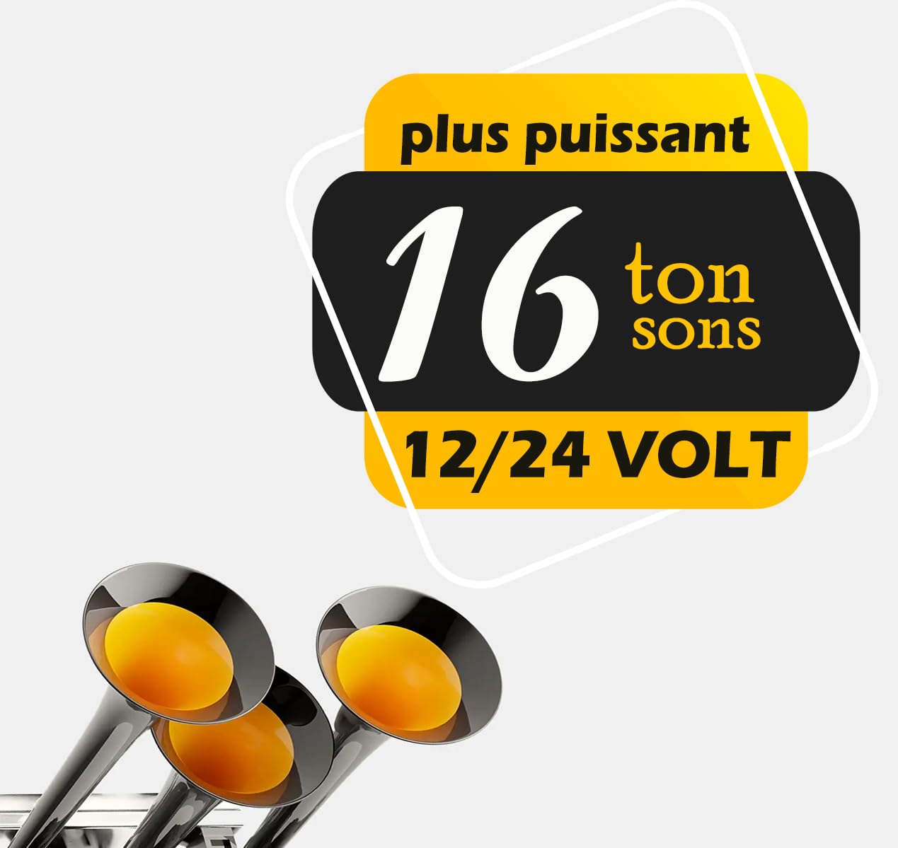 NEU BABY TRIO | Klaxon Basuri Musicaux Melodie Trompes | 12-24 Volts | 130 DB 3 Super Puissant Trompette | 16 Son Pour Camion,Tracteur,Agricoles,4x4,Van,Voiture