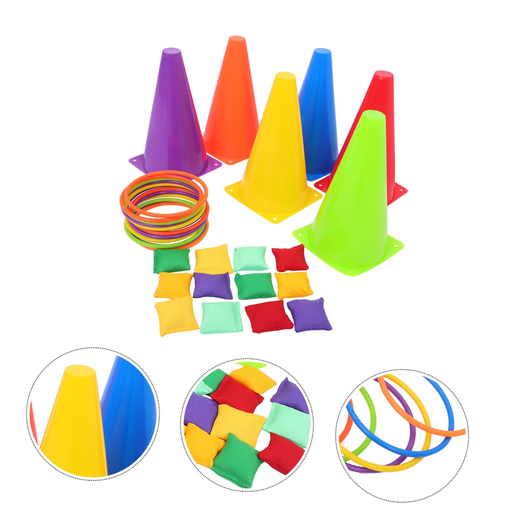 Set Giochi Lancio Anelli per Bambini 31 Pezzi Plastico | Bordi Arrotondati, per Scuola e Riunioni Familiari, Design Visibile, Cloth Incluso Colore Casuale