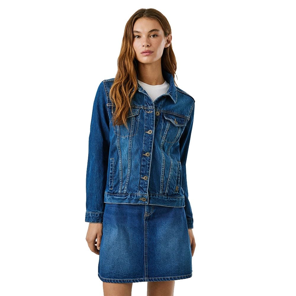 Pepe Jeans Damska kurtka regularna, niebieska (Denim-4A0), XL, Niebieski (Denim-4A0), XL