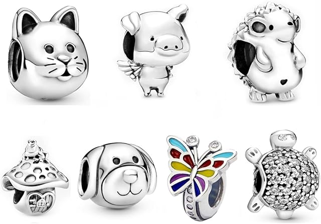 Charms for Bracelet Alloy Charms Rainbow Heart Animal Bee Paw Butterfly Whale Evil Eye Bead for Charm Bracelets and Necklaces Jewelry Women