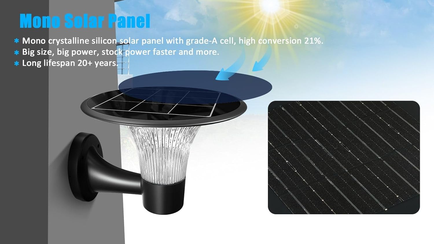 eLEDing Solar Powered Crystal Diamond LED Color Selectable Wall Light